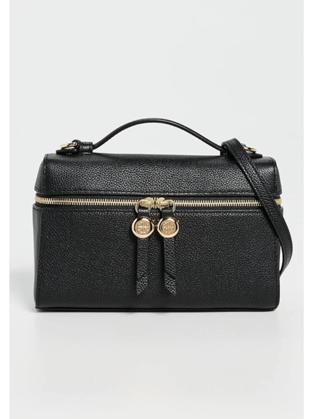 Tory Burch Black Pebbled Leather Romy Top-Handle Bag with Gold Hardware - NWT